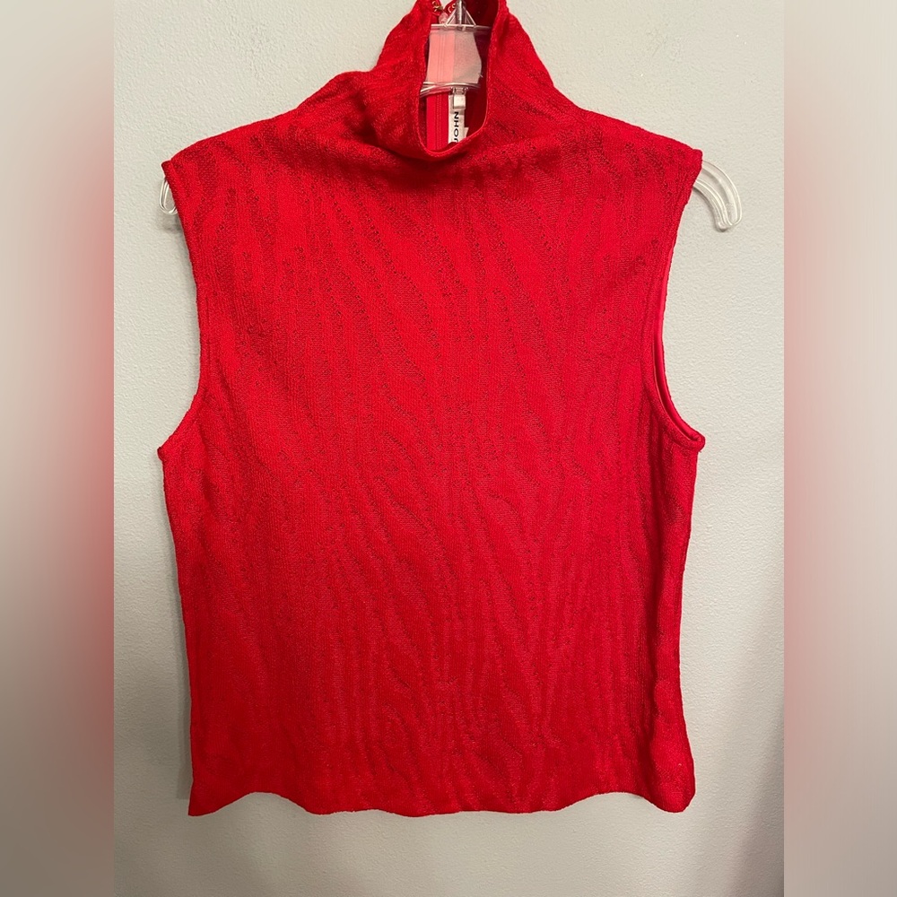 ST John Red Knit Turtleneck Tank size M